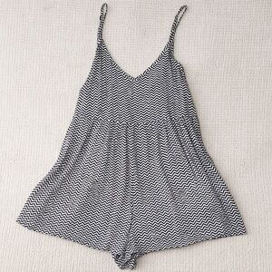 Black White Chevron Romper Flowy Babydoll Cami Summer Beach Outfit